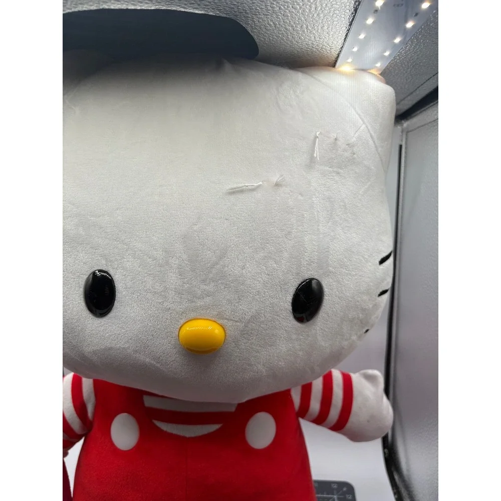 Sanrio Hello Kitty Plush Red Overalls Striped Shirt Heart 12 Inch Stuffed Animal